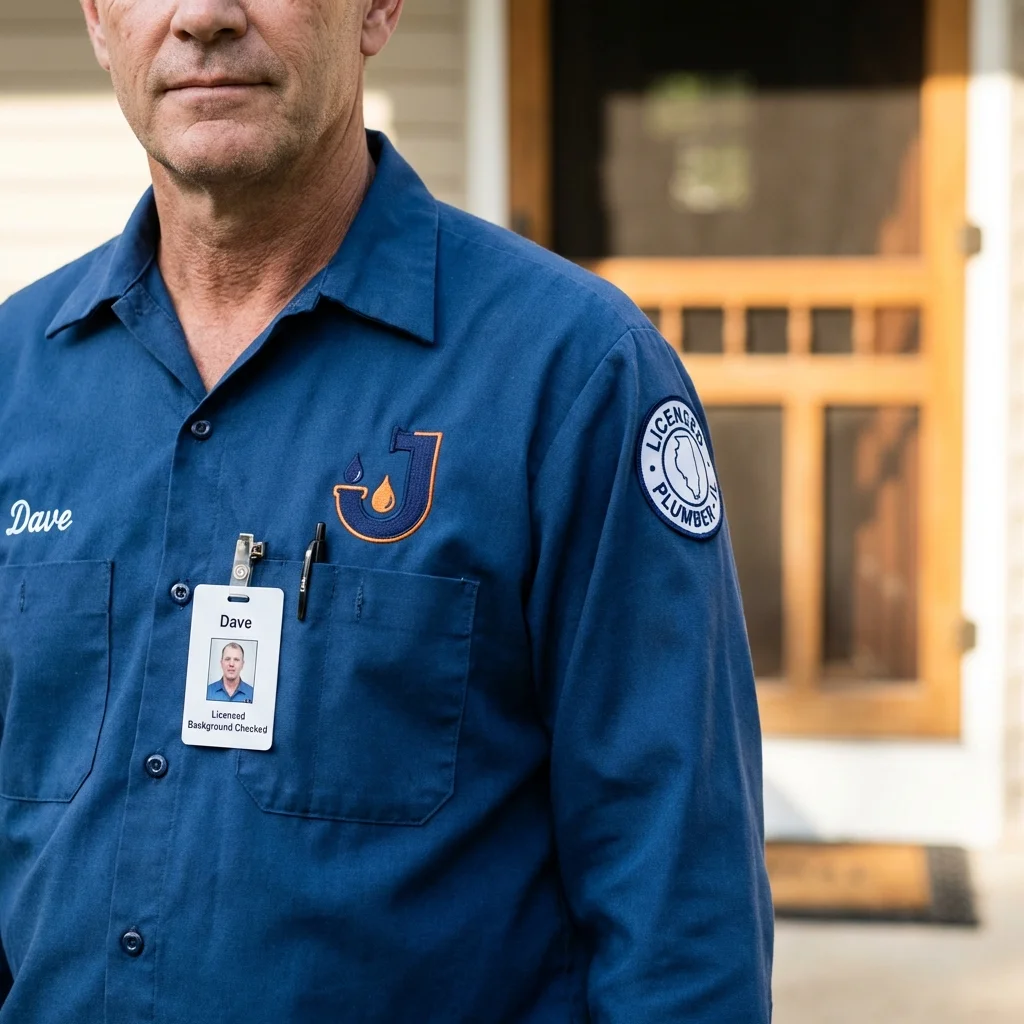 Licensed plumber showing ID badge in Glen Ridge, NJ