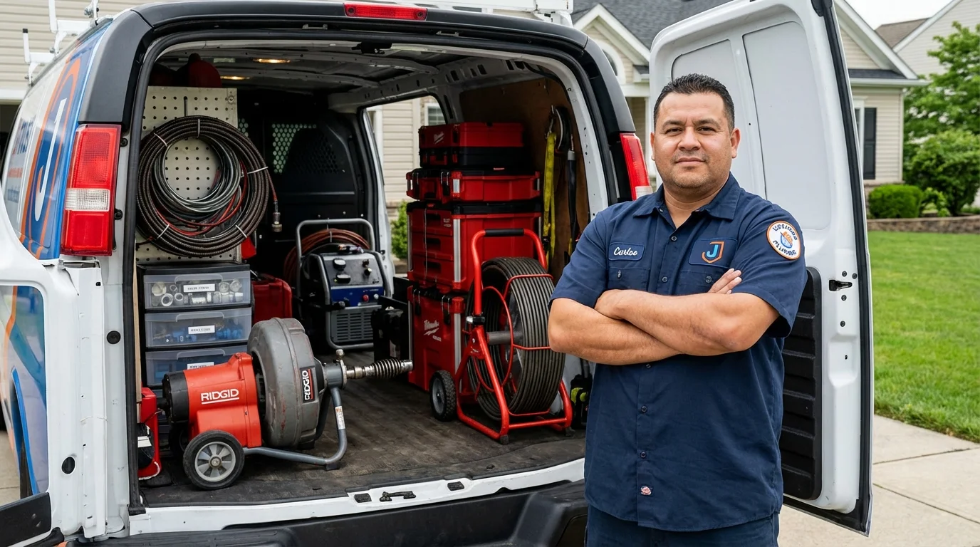 Professional drain cleaning equipment and Johns Plumbing LLC plumber in Glen Ridge