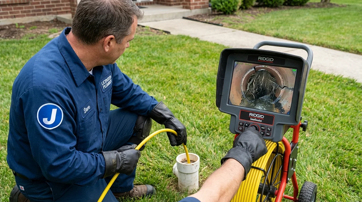 Sewer camera inspection being performed by Johns Plumbing LLC in Glen Ridge