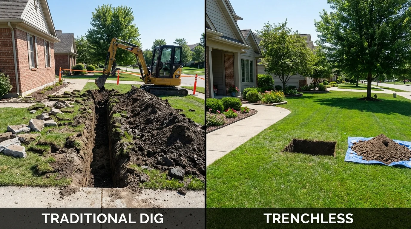 Trenchless sewer repair with minimal yard damage versus traditional excavation in Glen Ridge, NJ